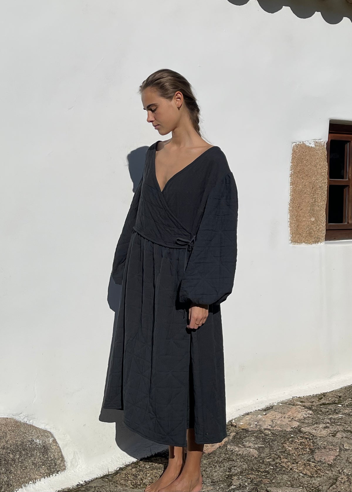 Saint Cecilia Dress — Smog Jacquard Cotton