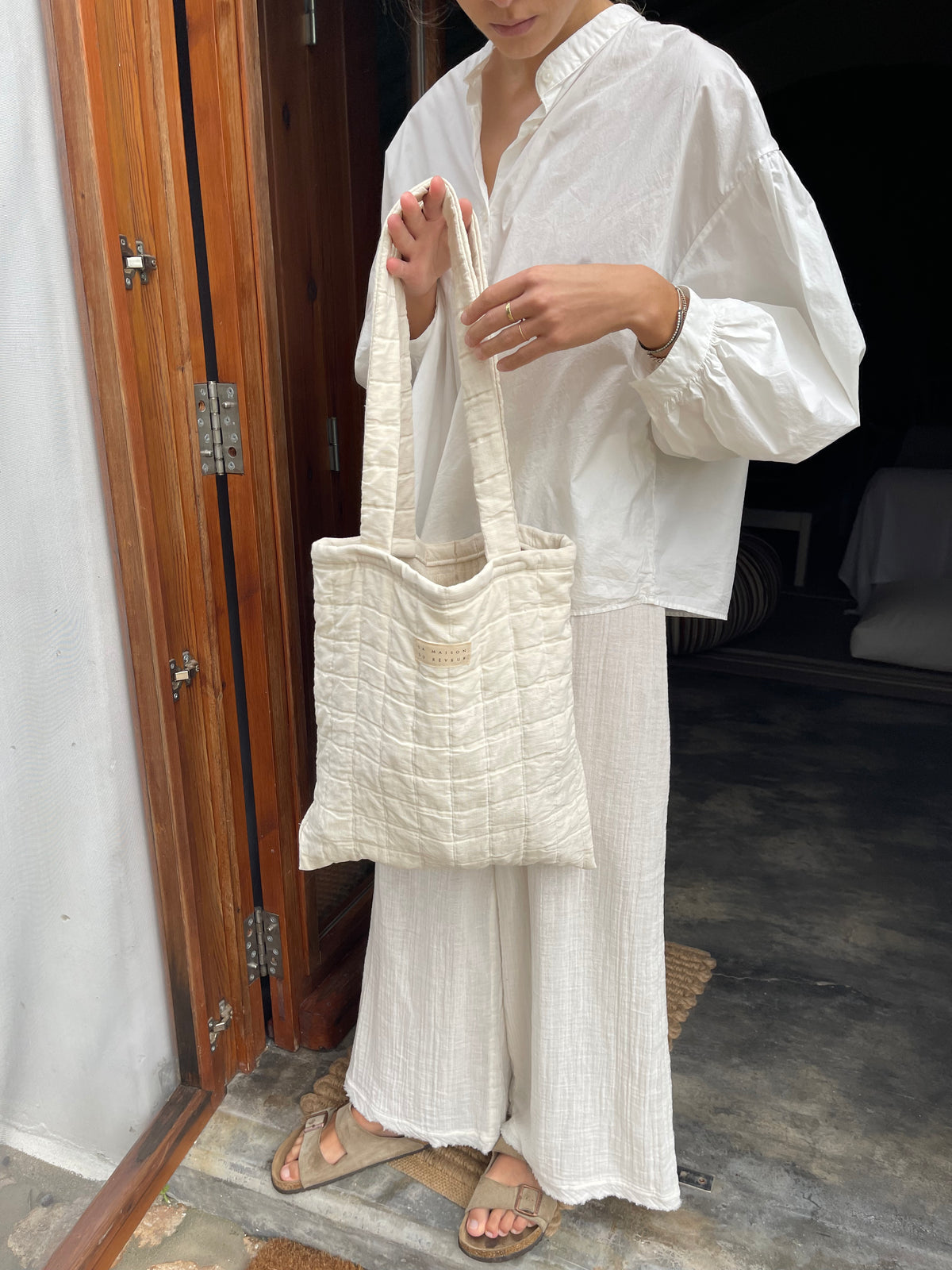 Saint Philomena Tote Bag — Natural Jacquard Cotton