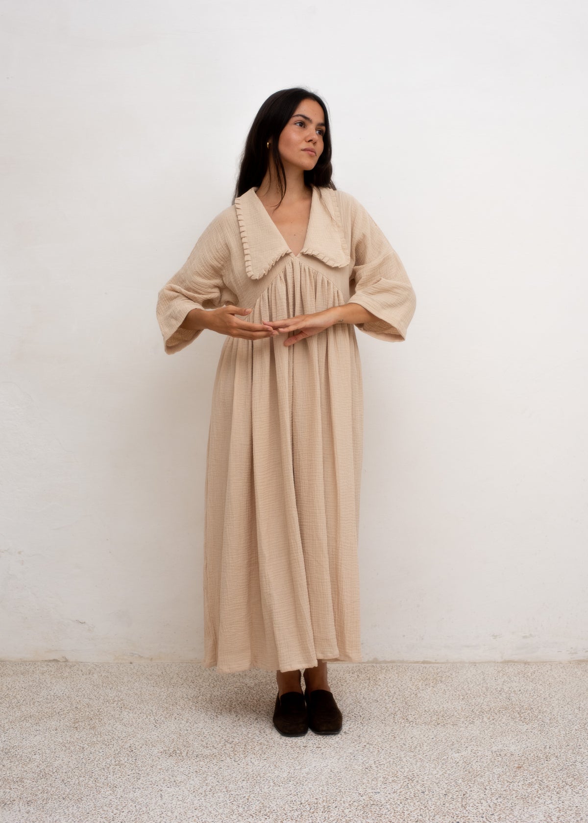 Céleste Maxi Dress — Brown Cotton Gauze