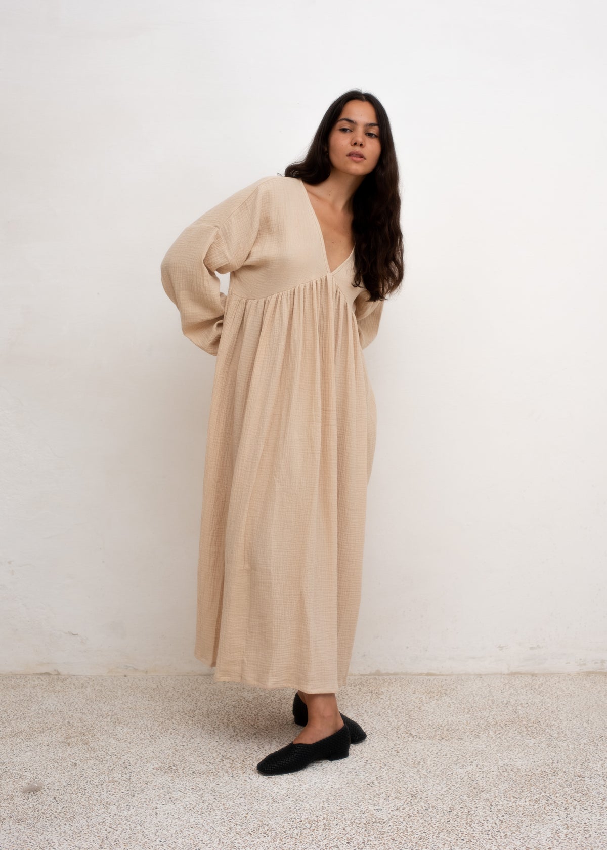 Julienne Dress — Brown Cotton Gauze