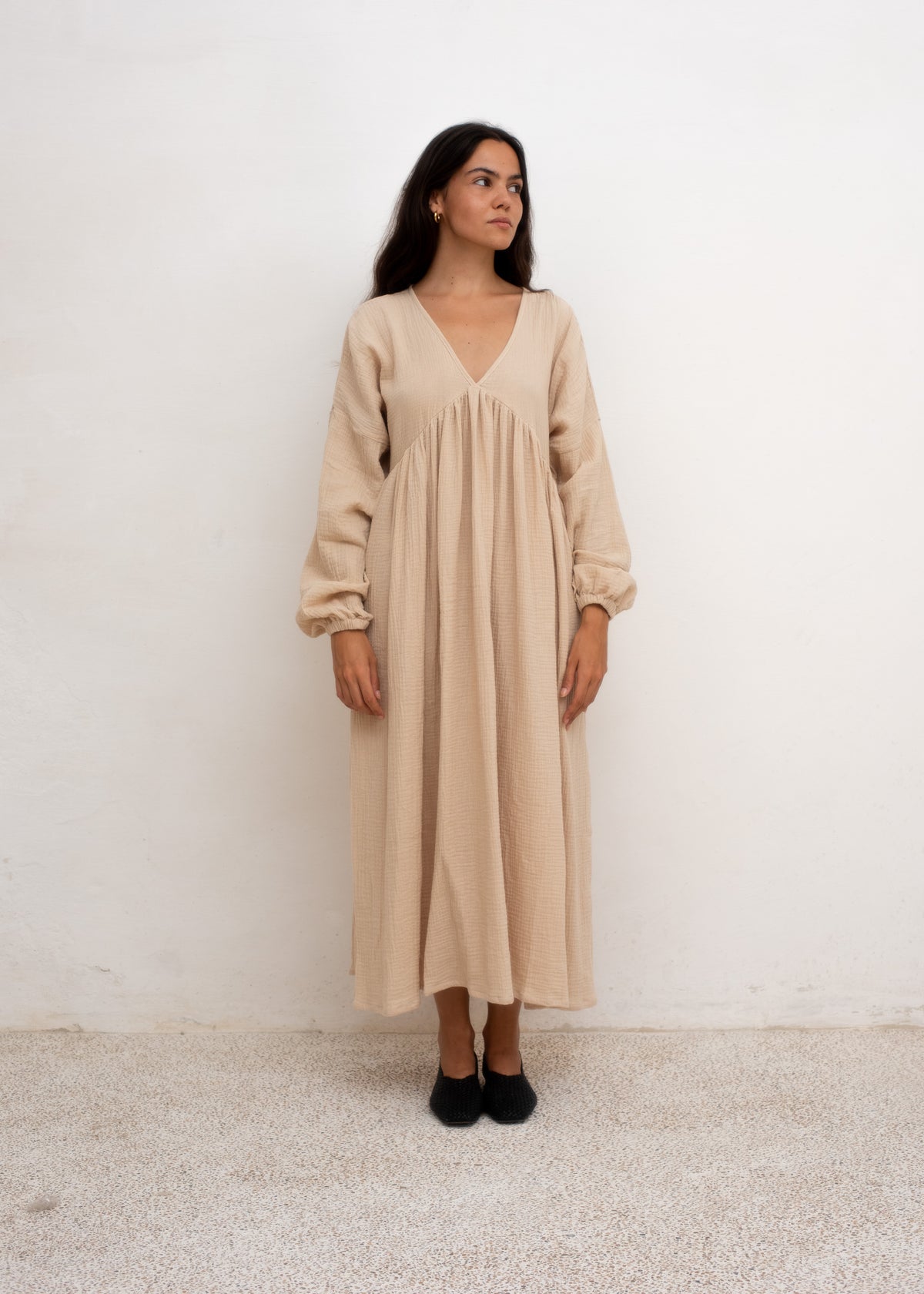 Julienne Dress — Brown Cotton Gauze
