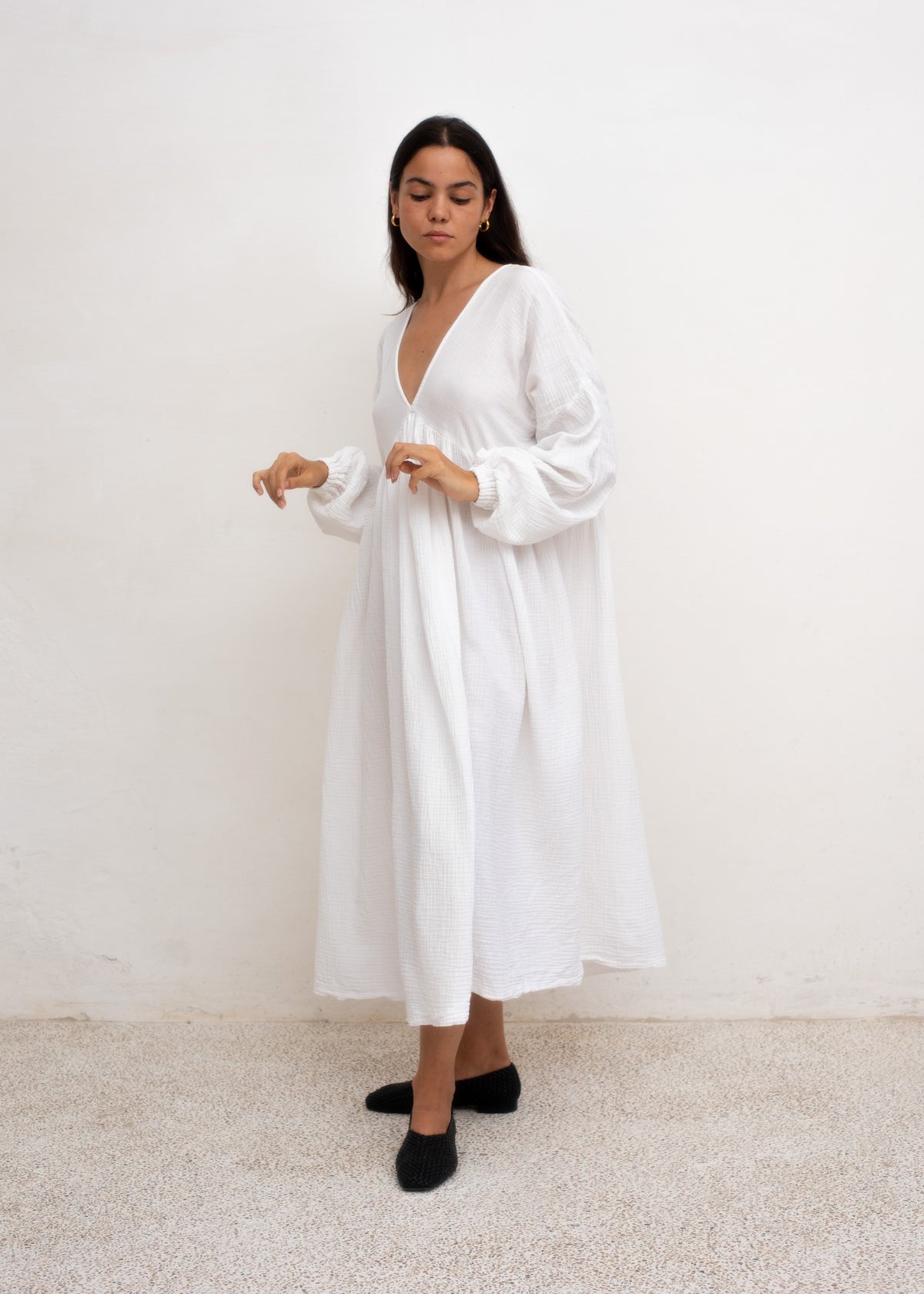 Julienne Dress — White Cotton Gauze