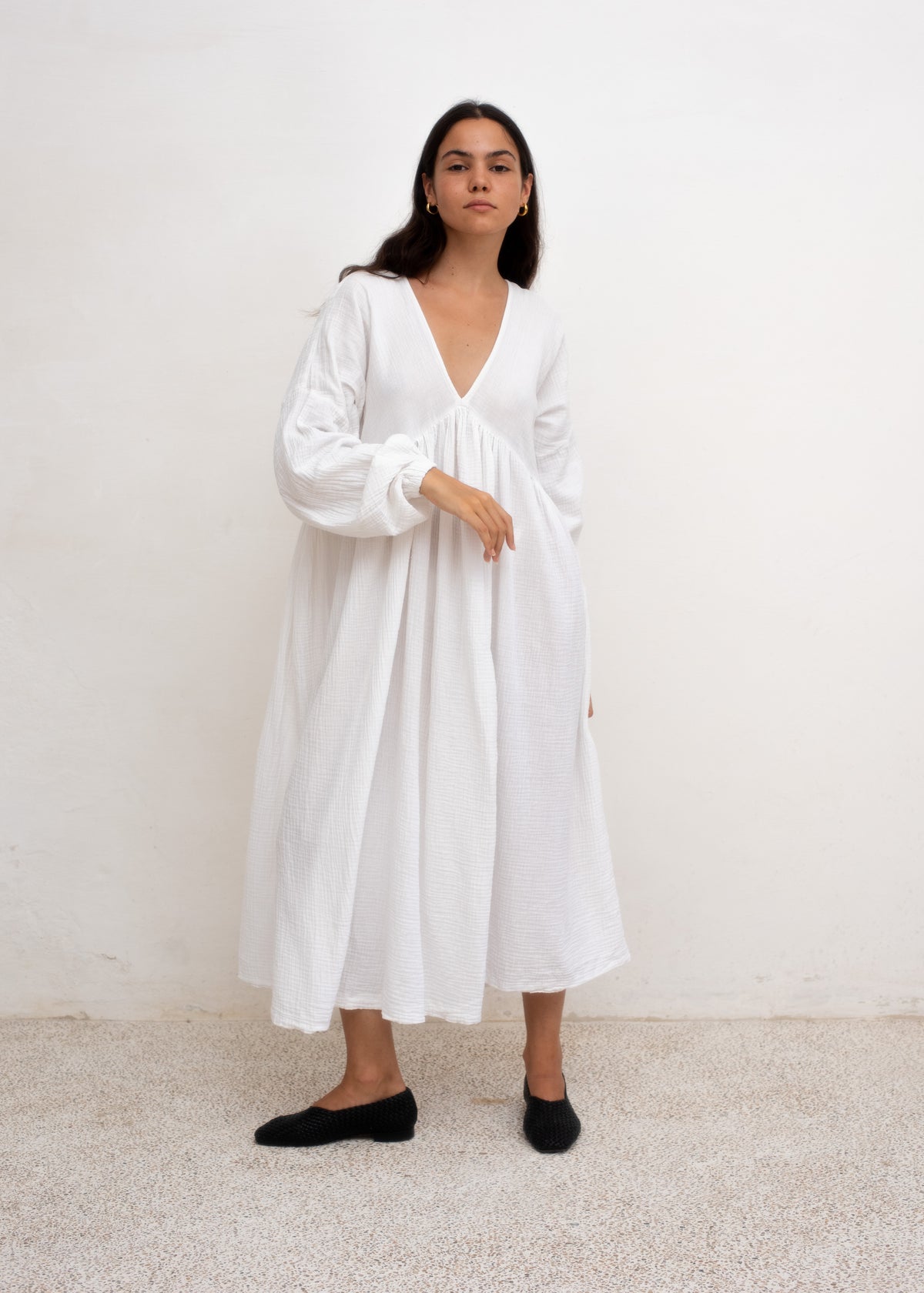 Julienne Dress — White Cotton Gauze