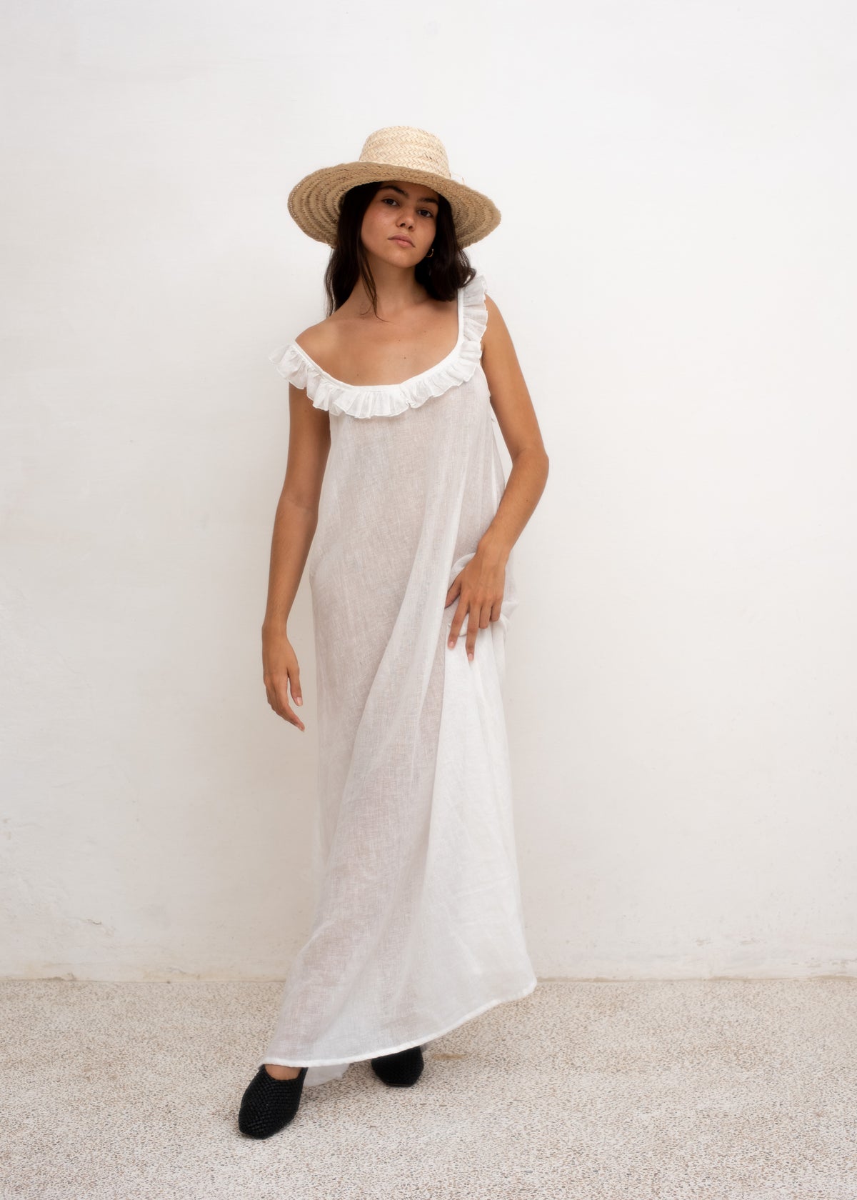 Alice Dress — White Linen