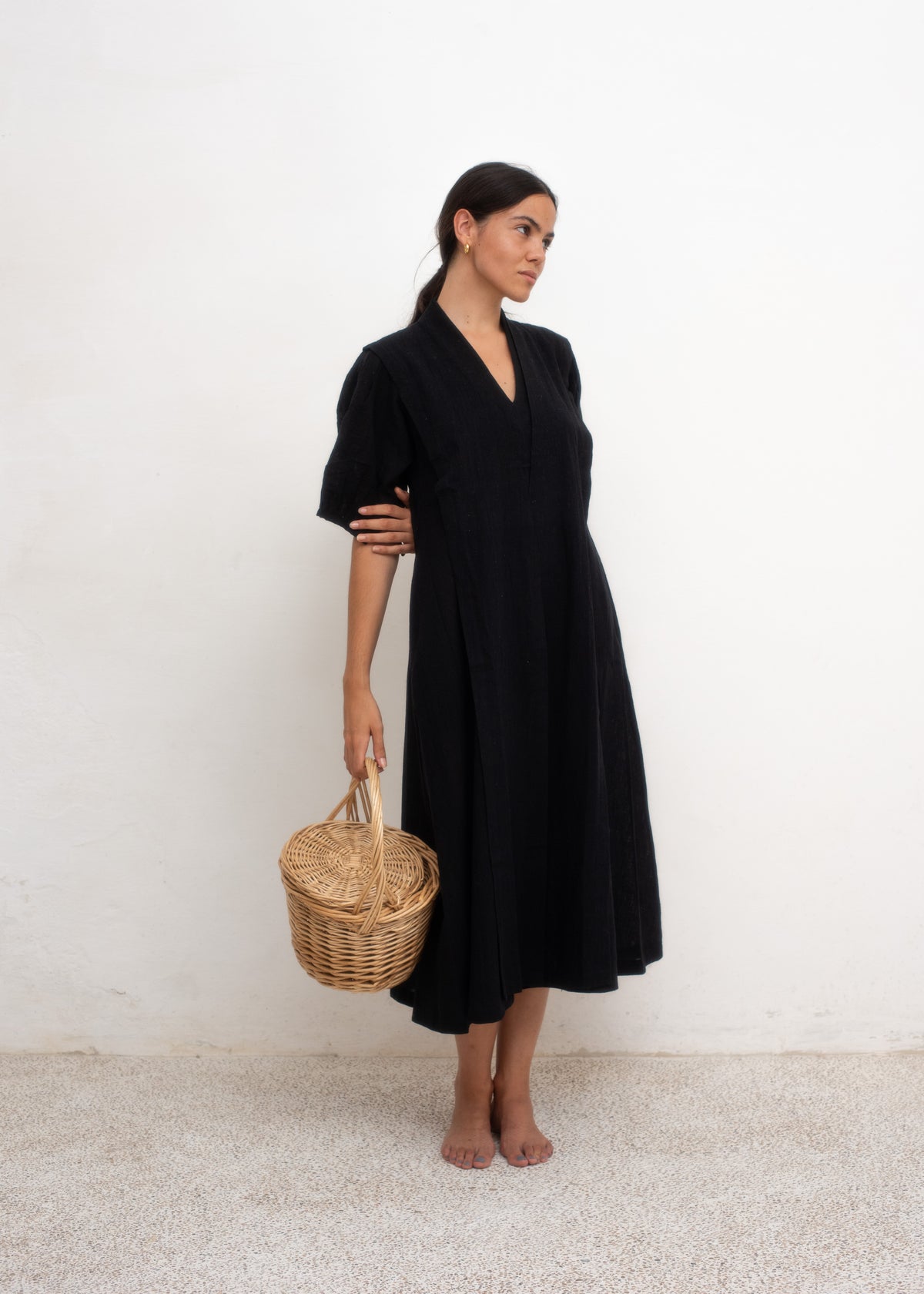 Belle Midi Dress — Black Organic Cotton