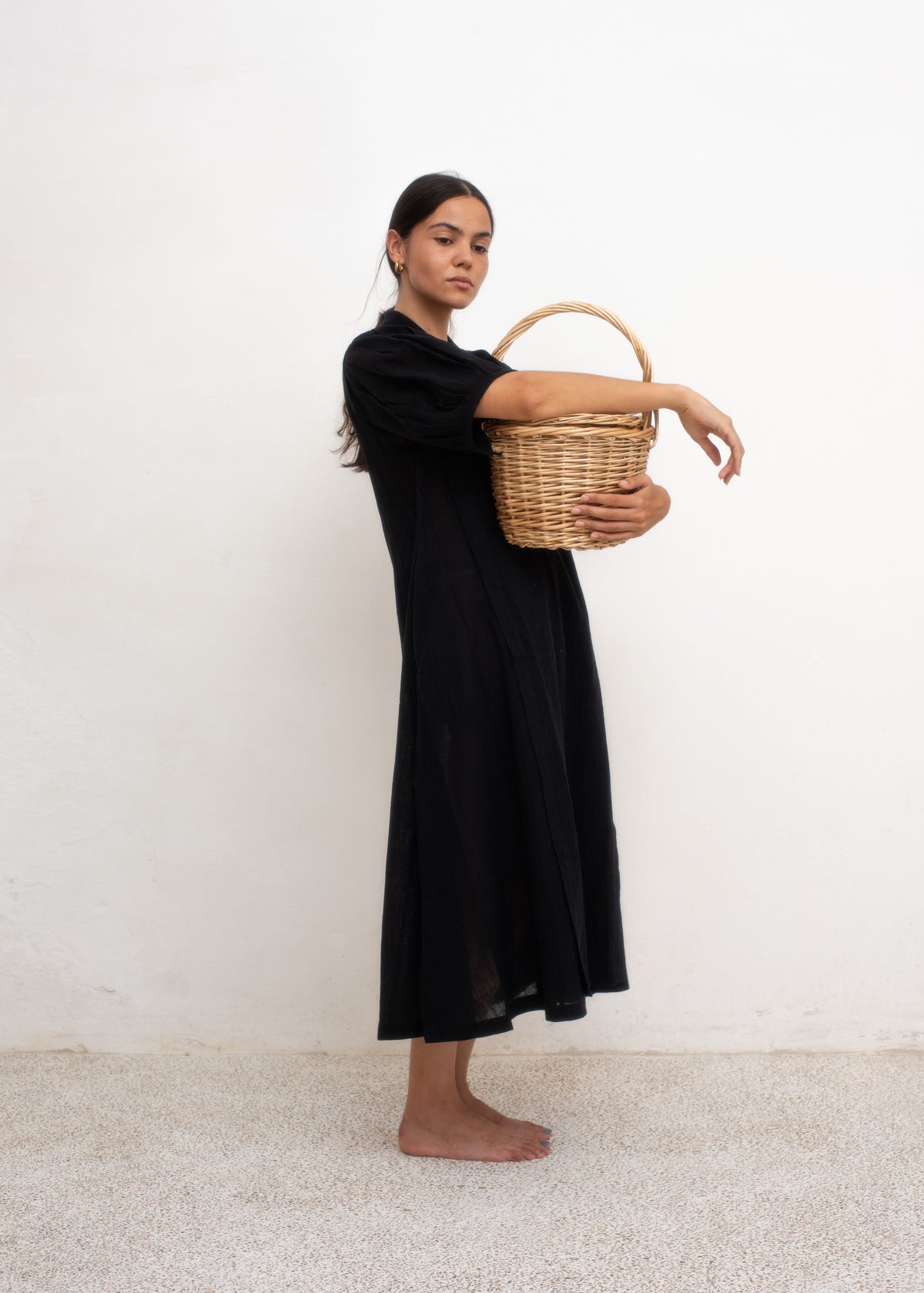 Belle Midi Dress — Black Organic Cotton