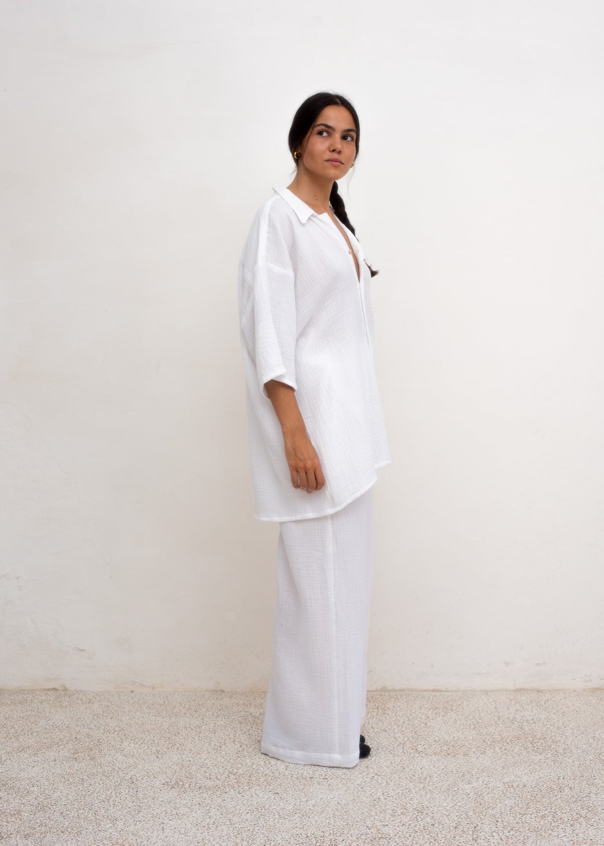 Lea Shirt — White Cotton Gauze