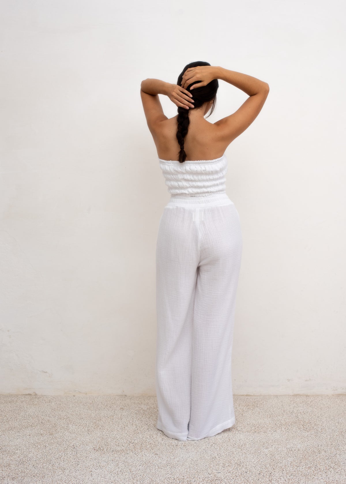 Lea Pants — White Cotton Gauze