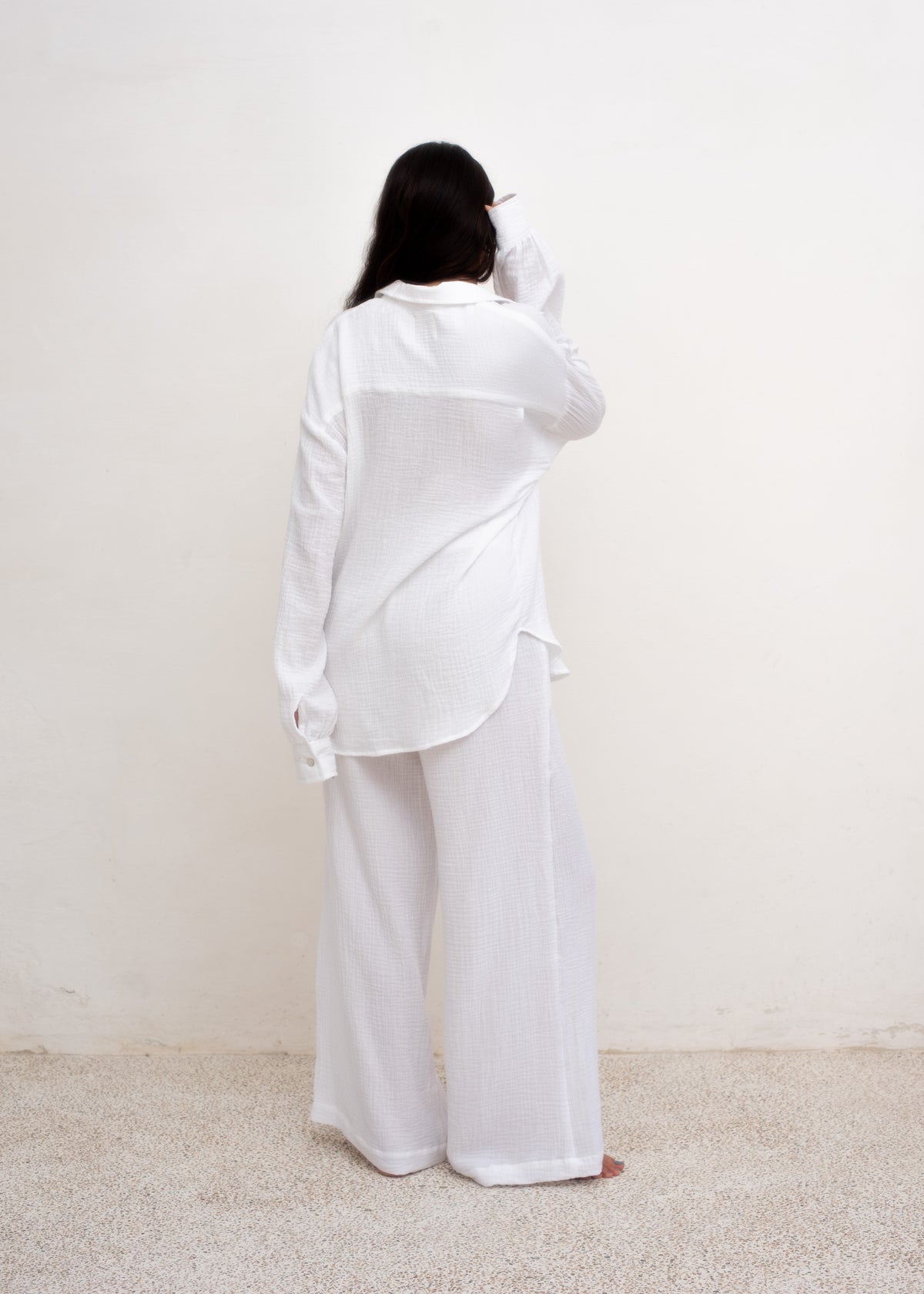 Lea Oversized Sleeve — White Cotton Gauze