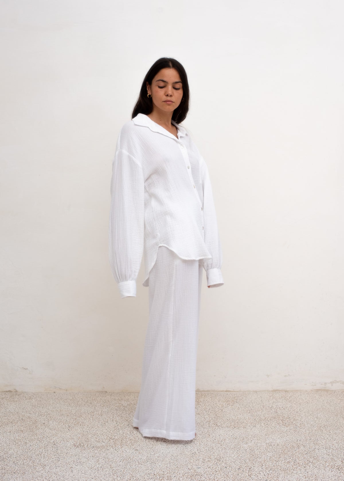 Lea Oversized Sleeve — White Cotton Gauze