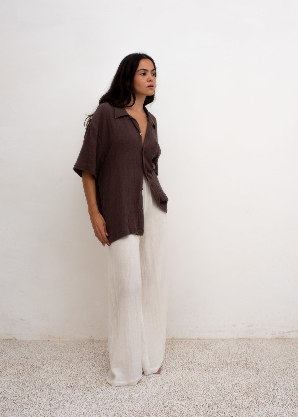 Okina Shirt — Deep Brown Cotton