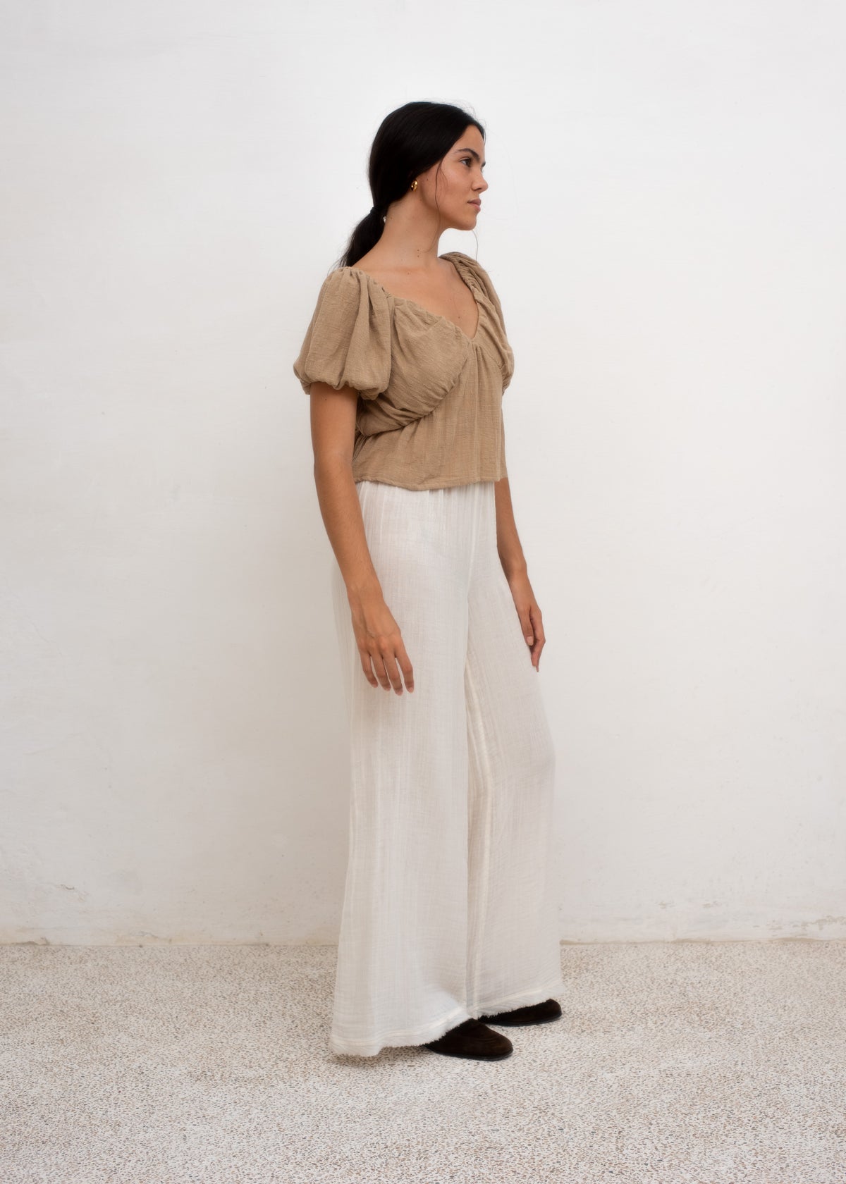 Claire Top — French Beige Cotton