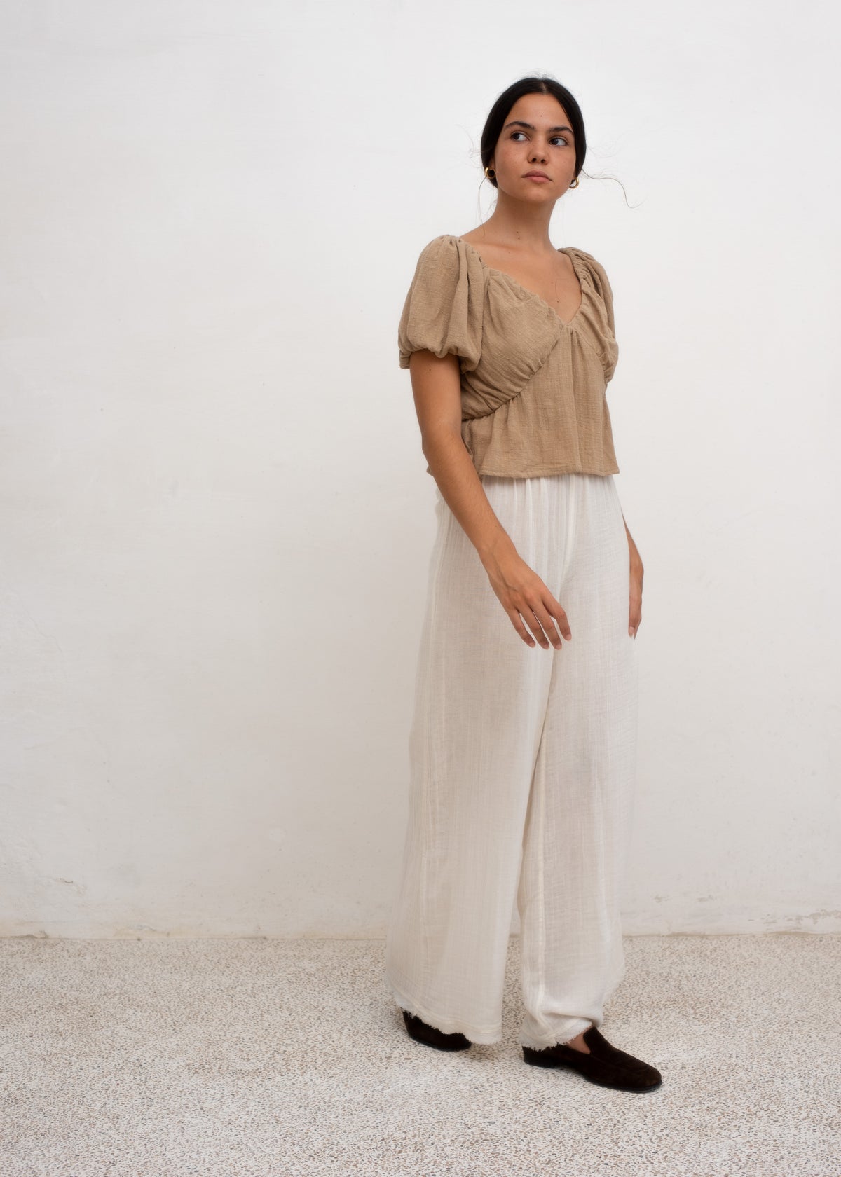 Claire Top — French Beige Cotton