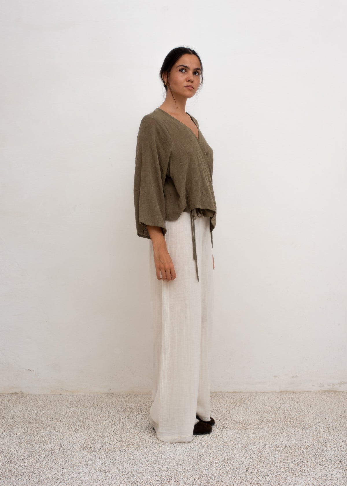 Lua Wrap Kimono — Olive Green Cotton