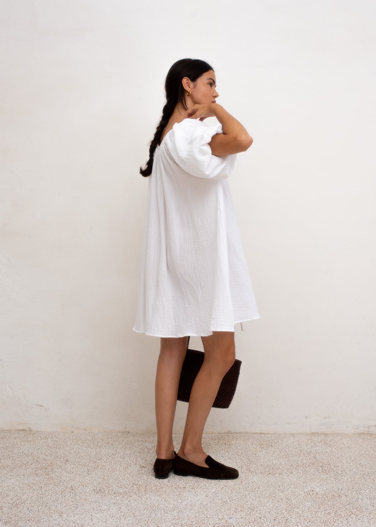 Olivia Dress — White Cotton Gauze