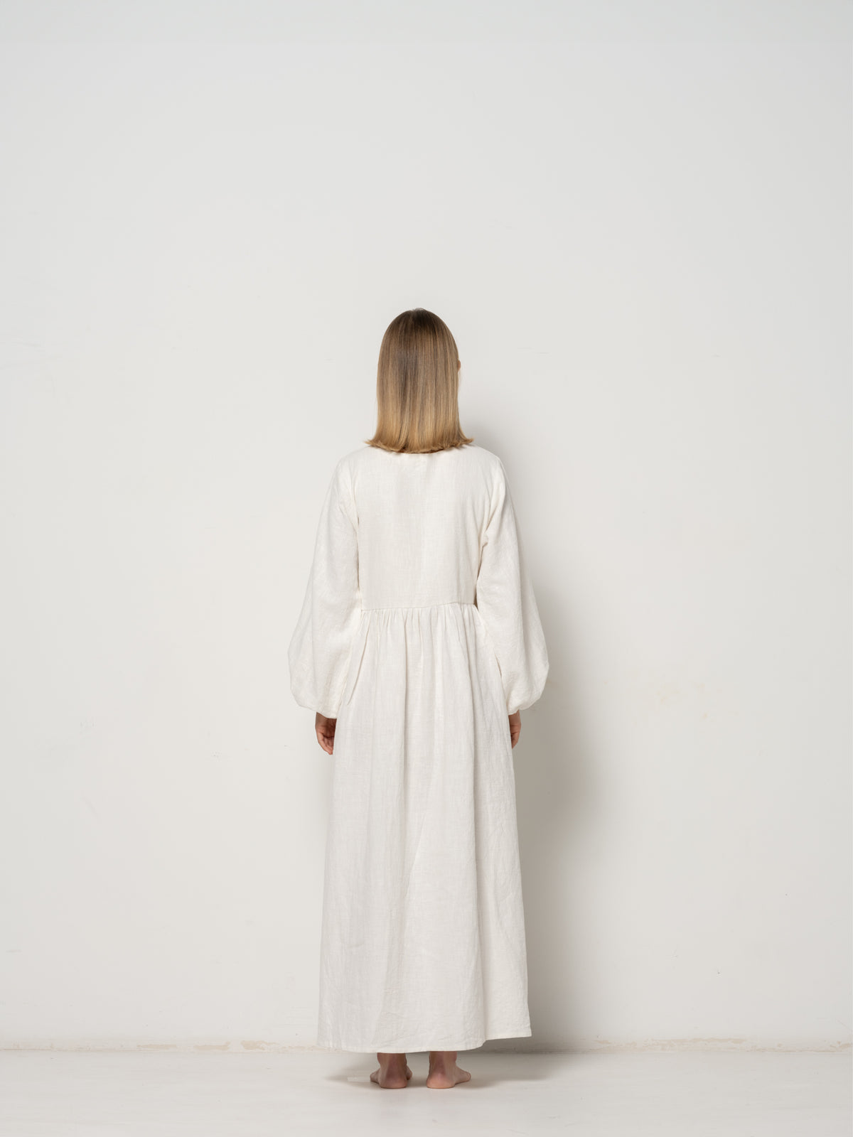 Amadea Wrap Longsleeve Dress - Natural Ramie Cotton