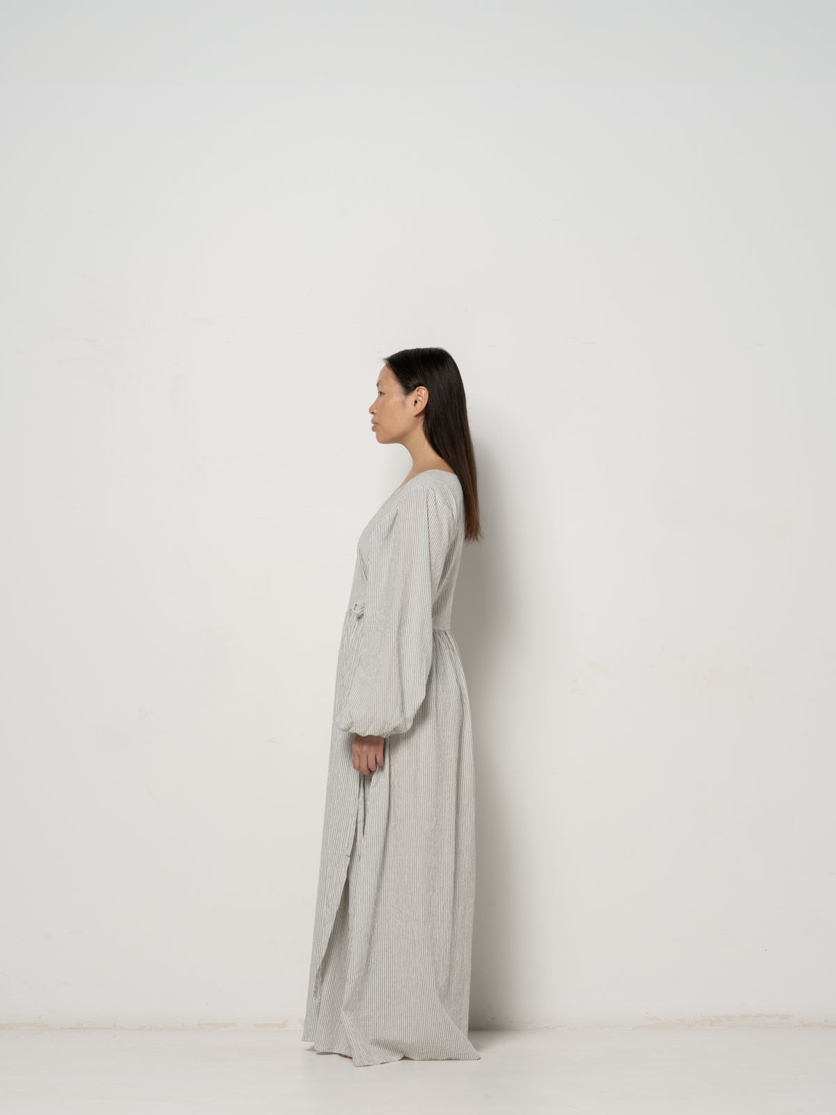 Amadea Wrap Longsleeve Dress - Striped Hemp Organic Cotton
