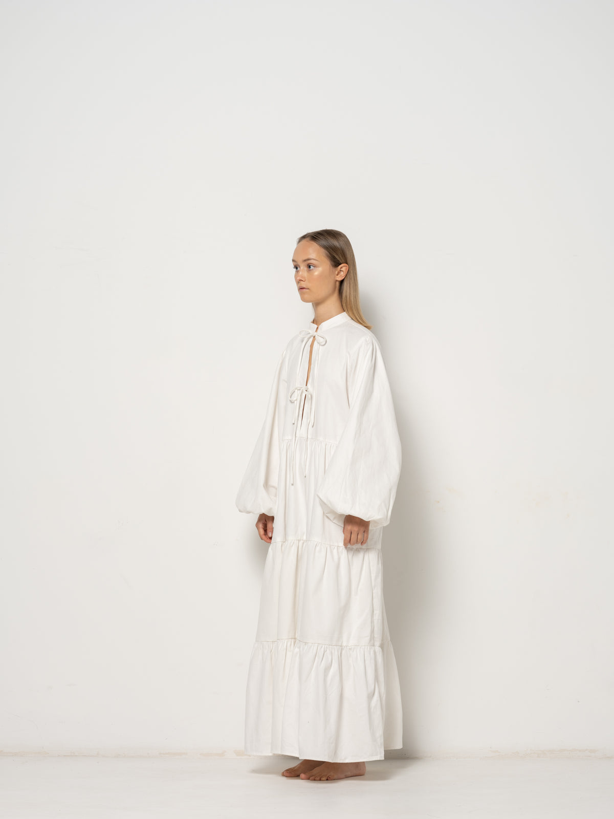 Freja Longsleeve Dress - Natural Twill Cotton
