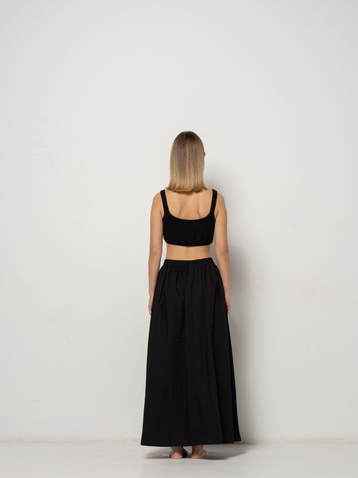 Linea Skirt - Black Cotton Poplin Down Proof
