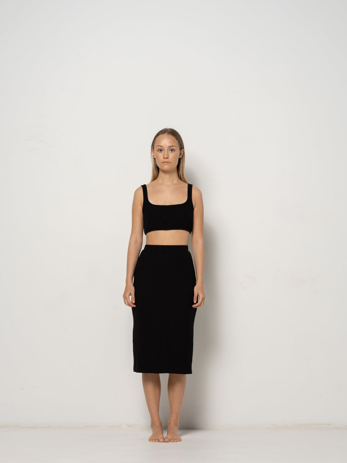 Mina Skirt - Black Cotton Blend